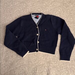 Tommy Hilfiger Girls Vintage Navy and White Cardigan